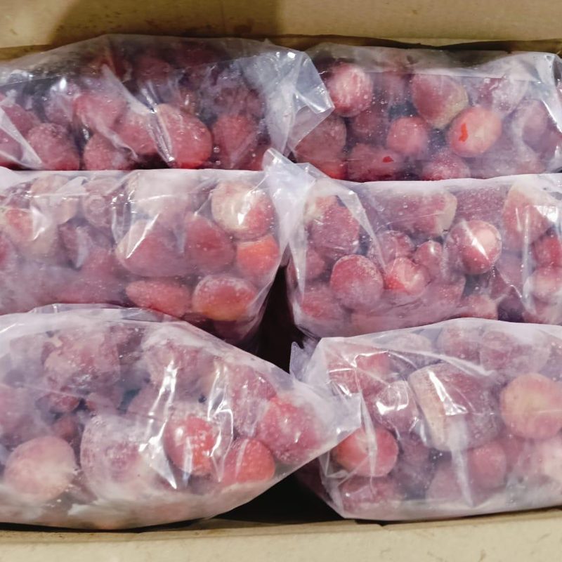 IQF frozen strawberries packed in food-service bags inside a carton – Egy Berries